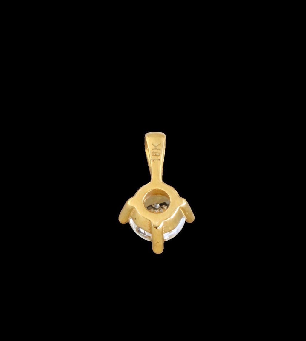 18K Gold Solitaire Pendant with Cubic Zirconia